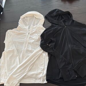 Athleta white and black lightweight hooded jackets Xxs
